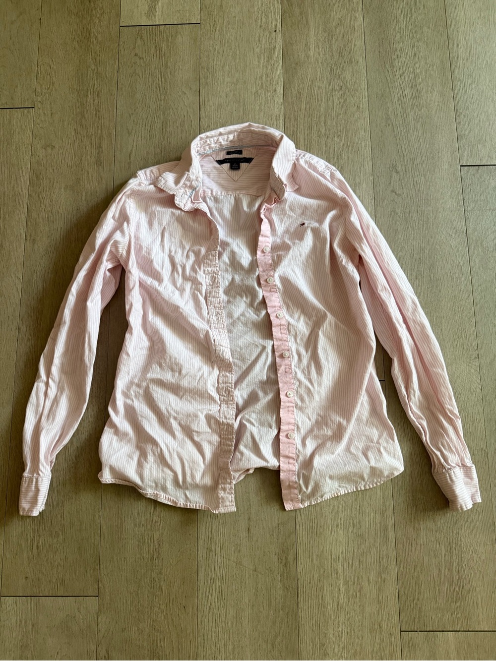 Tommy Hilfiger Pale Pink Stripe Shirt with Navy Label